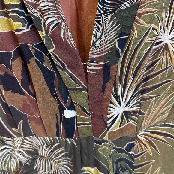 Farm Rio Tropical Print Maxi Dress in Brown & Olive - Picture 3 of 4